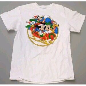 Mickey Mouse and Friends Santa's Sleigh Ride Christmas T-shirt Men's Size Medium